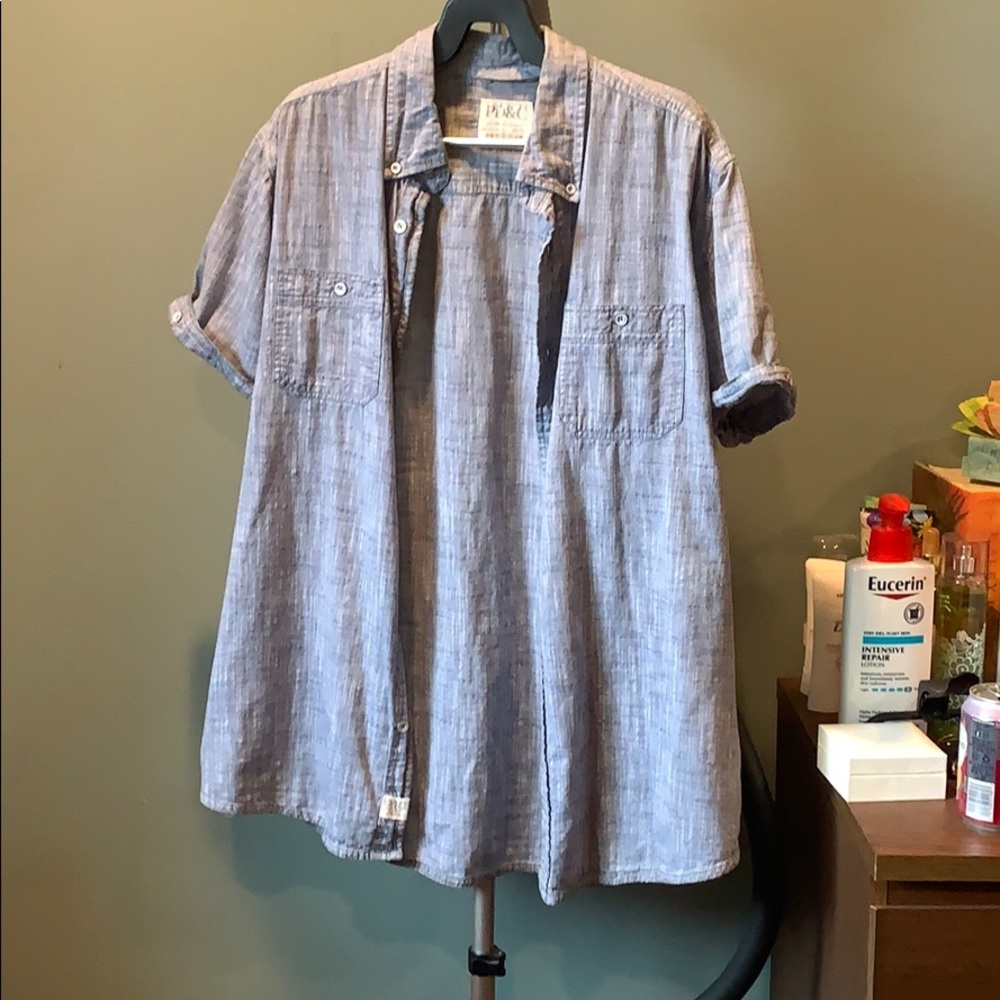 PD&C gray button up Tshirt
